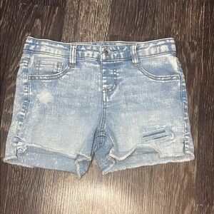 Girls Members Mark light denim shorts with distressing size large